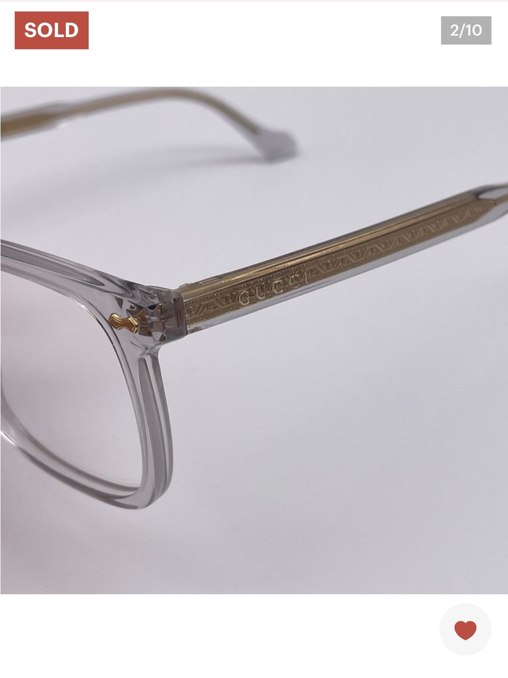 AUTHENTIC Gucci Transparent Frame with Gold-Trim Women's Glasses - Picture 14 of 14